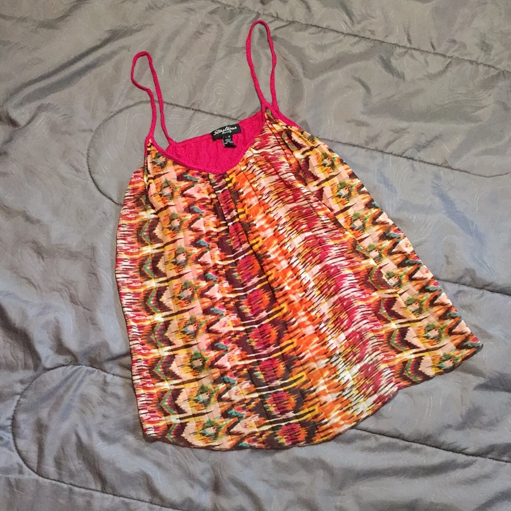 Colorful Summer Top with Pink Camisole